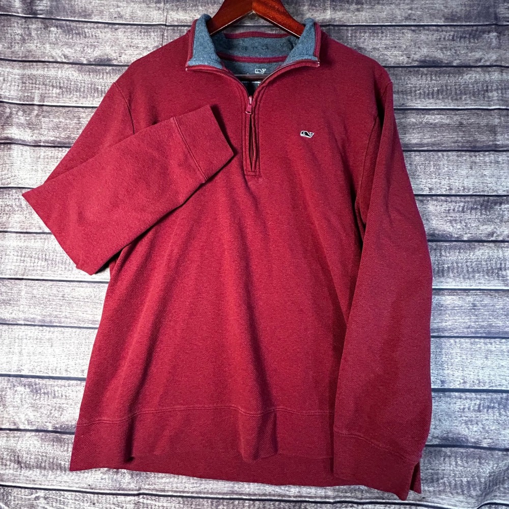 Vineyard Vines Performance Mens XL Quarter Zip Pullover Dark Red Long Sleeve